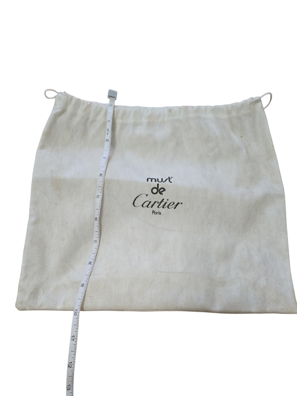 Cartier Off White Drawstring Storage Pouch with Printed Logo